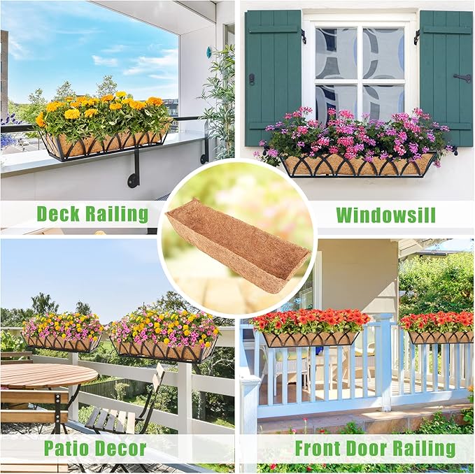 Y&M 4pcs 24“ Through Coco Liners Coconut Fiber Liner, Pre-Formed Replacement 24'' Coco Liner for Window Basket