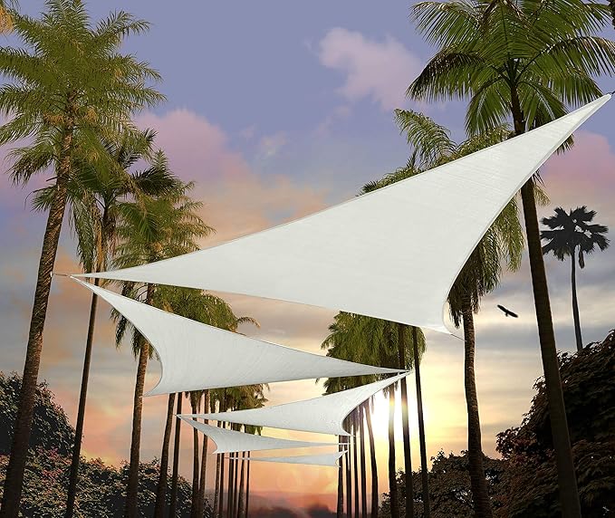 Amgo Custom Size 24' x 24' x 24' White Triangle Sun Shade Sail UPF50+ AGTAPRT12, Order to Make Canopy Awning, 95% UV Blockage, Water & Air Permeable, Commercial Standard (We Customize)