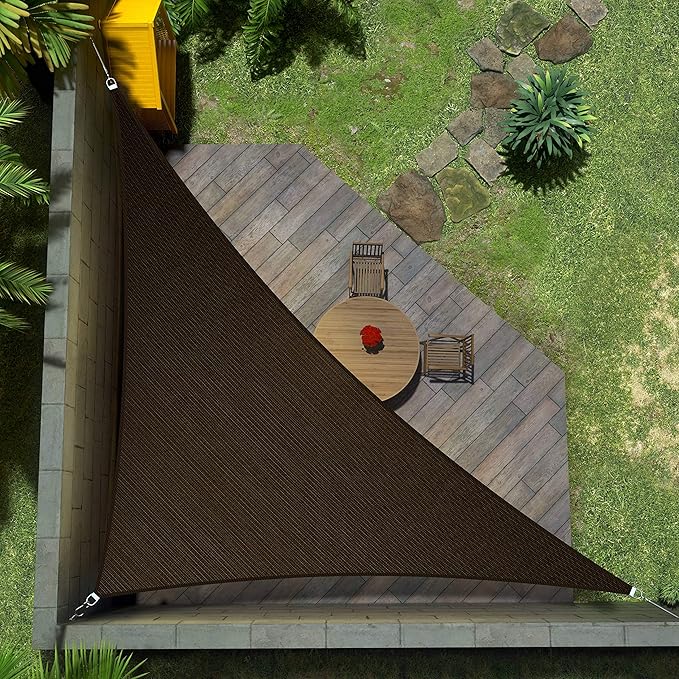 Amgo 20' x 20' x 28.3' Brown Right Triangle Sun Shade Sail UPF50+ Canopy Awning AGSLT, 95% UV Blockage, Water & Air Permeable, 200GSM Heavy Duty Commercial and Residential (We Make Custom Sizes)