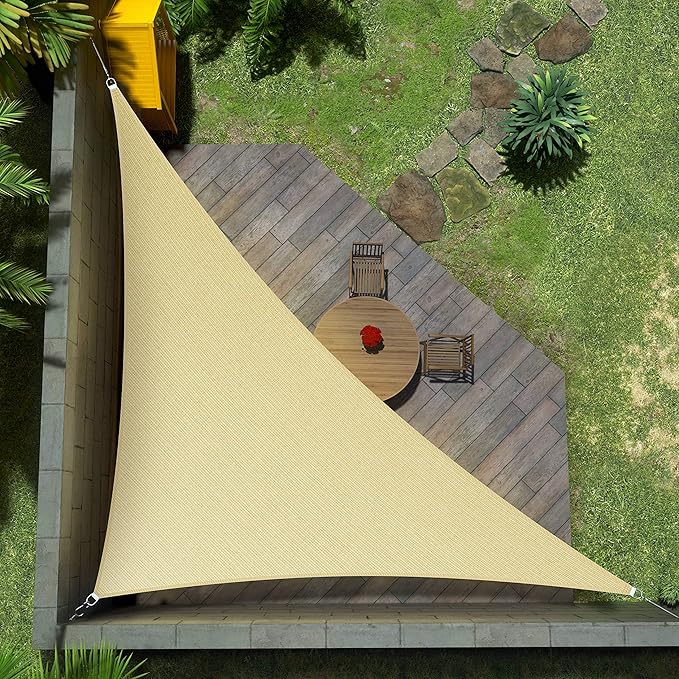 Amgo Custom Size 19' x 24' x 30.6' Beige Right Triangle Sun Shade Sail UPF50+ AGTAPRT12, Order to Make Canopy Awning, 95% UV Blockage, Water & Air Permeable, Commercial Standard (We Customize)