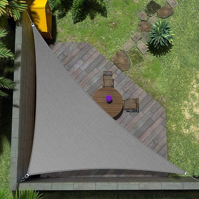 Amgo Custom Size 16' x 19' x 24.8' Grey Right Triangle Sun Shade Sail Order to Make Canopy Awning UPF50+ AGSLT, 95% UV Blockage, Water & Air Permeable, 200GSM Commercial Standard (We Customize)