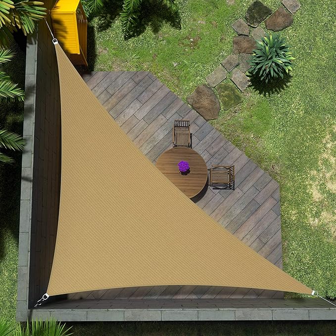 Amgo Custom Size 6' x 11' x 12.5' Sand Beige Right Triangle Sun Shade Sail Order to Make Canopy Awning UPF50+ AGSLT, 95% UV Blockage, Water & Air Permeable, 200GSM Commercial Standard (We Customize)
