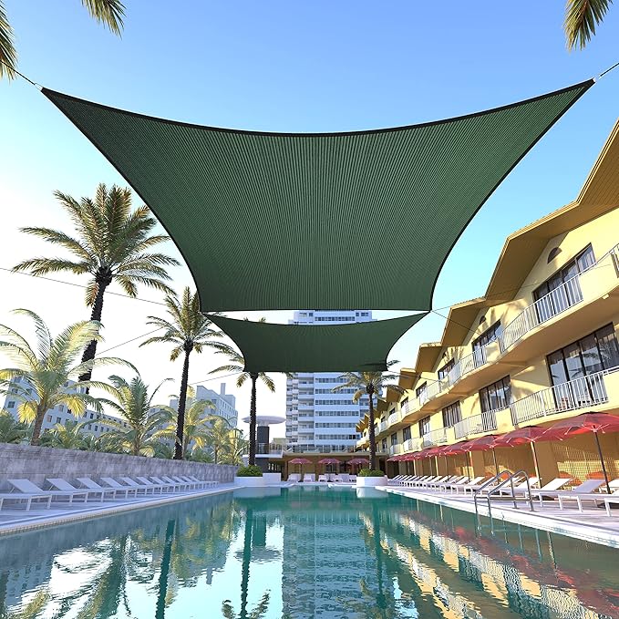 ColourTree TAPR1616 Custom Size 17' x 19' Green Sun Shade Sail Canopy UV Block UPF50 Rectangle - Commercial Standard Heavy Duty - 190 GSM - 3 Years Warranty