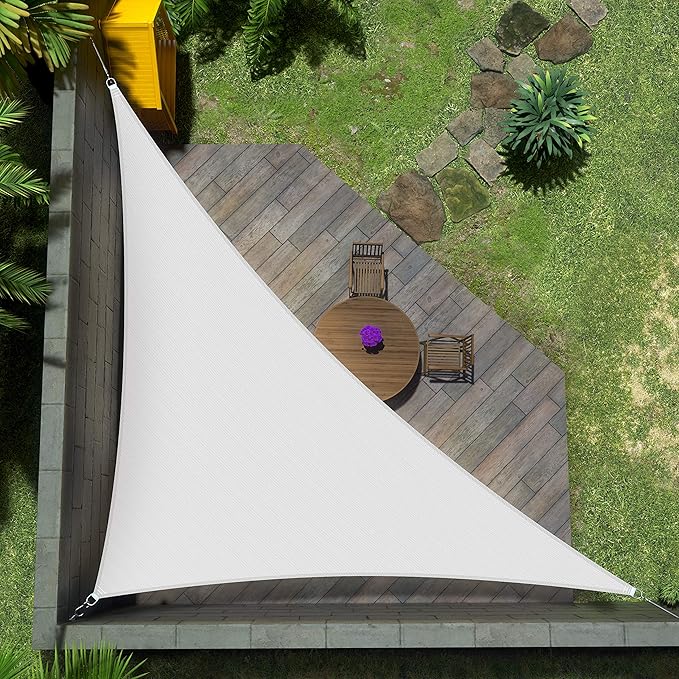 Amgo Custom Size 23' x 24' x 33.2' White Right Triangle Sun Shade Sail UPF50+ AGTAPRT12, Order to Make Canopy Awning, 95% UV Blockage, Water & Air Permeable, Commercial Standard (We Customize)