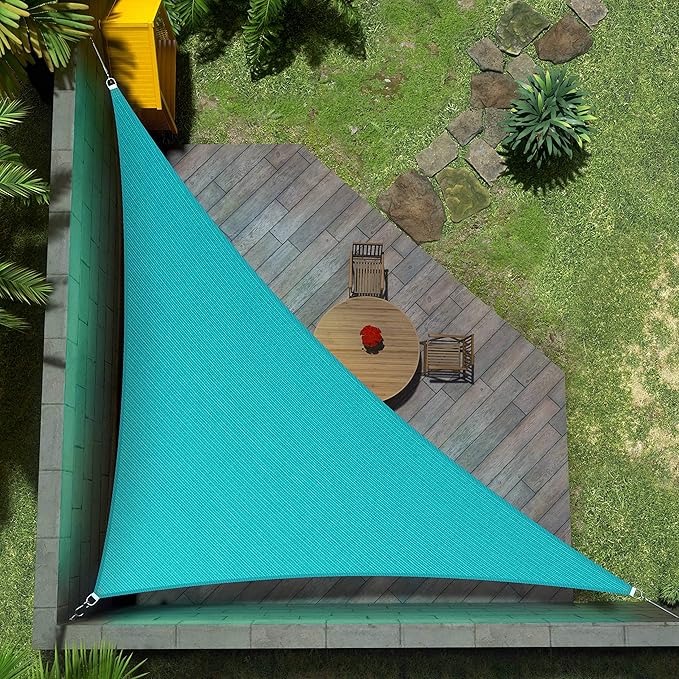 Amgo Custom Size 14' x 23' x 26.9' Turquoise Triangle Sun Shade Sail UPF50+ AGTAPRT12, Order to Make Canopy Awning, 95% UV Blockage, Water & Air Permeable, Commercial Standard (We Customize)