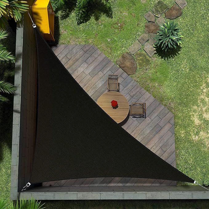 Amgo Custom Size 14' x 20' x 24.4' Black Right Triangle Sun Shade Sail Order to Make Canopy Awning UPF50+ AGSLT, 95% UV Blockage, Water & Air Permeable, 200GSM Commercial Standard (We Customize)